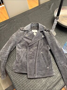 BCBGeneration Gray Suede Moto Jacket